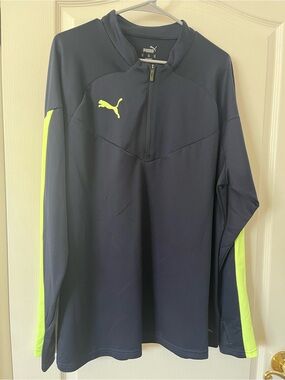 Puma charcoal 1/4 zip jacket with Neon Yellow Cat Logo